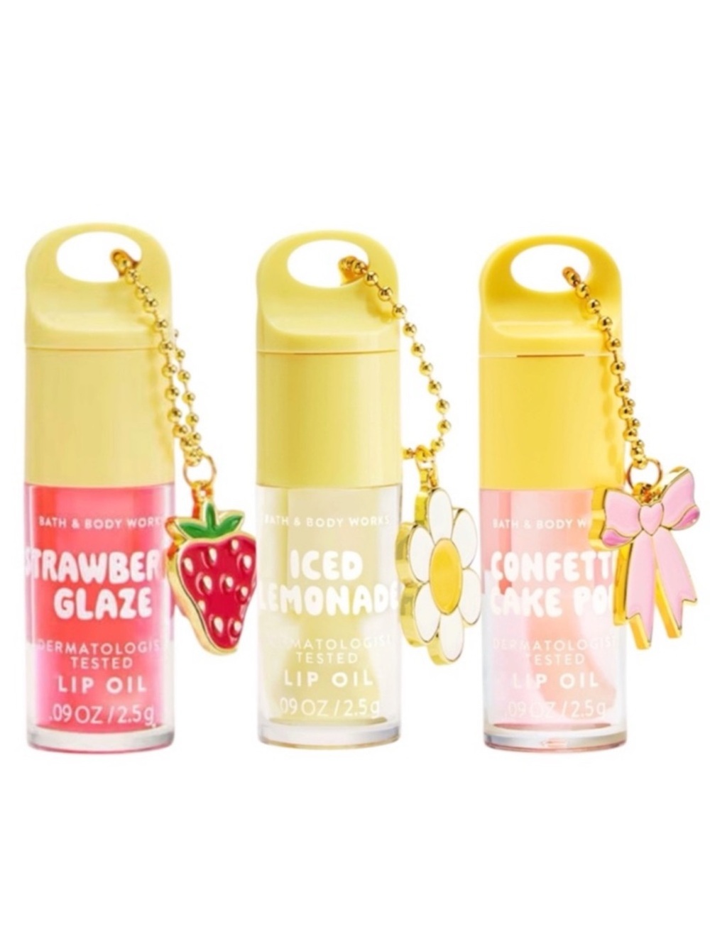 NEW!! 3X Bath & Body Works Lip Oil Collection Set Bundle with Charms - Picture 11 of 11